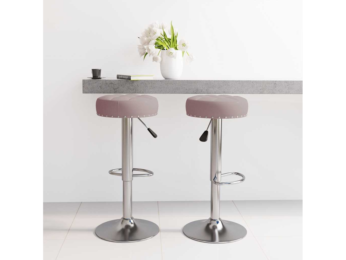 Bancos De Bar 2 Pcs | Banco Interior Tecido Cinzento-acastanhado