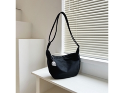 Bolsa Mensageiro Em Cores Doces, Bolsa De Ombro De Lona Simples, Bolsa De Viagem Com Textura Waffle Feminina Preta SUNNY SPACES