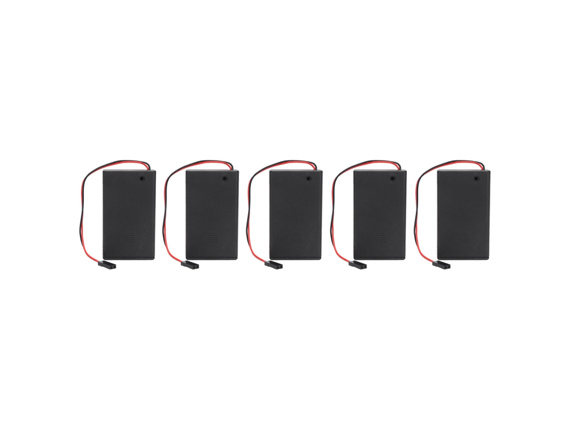 5 Peças Porta Pilhas Aaa X3 com Tampa e Interruptor S/MARCA