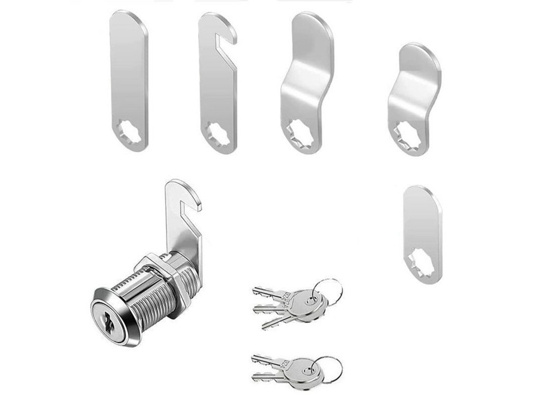 Conjunto Fechaduras Porta - 5 Placas E 5 Chaves - Fecho Universal - Liga Zinco - Prateado