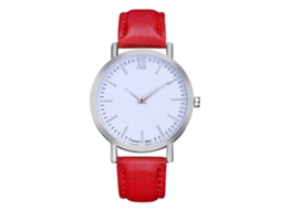Relógio de quartzo unissex Zhoulianfa com pulseira simples de couro PU (vermelho)