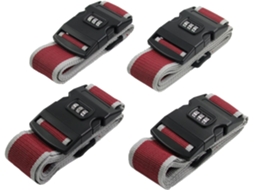 Correias de bagagem, cintos com fivela, acessórios de bagagem, corrente combinada, 4 peças, Slowmoose vermelho