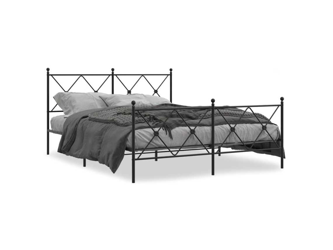 Bed Frame, Bed Frames Vidaxl Preto Aço (150 X 200 Cm)