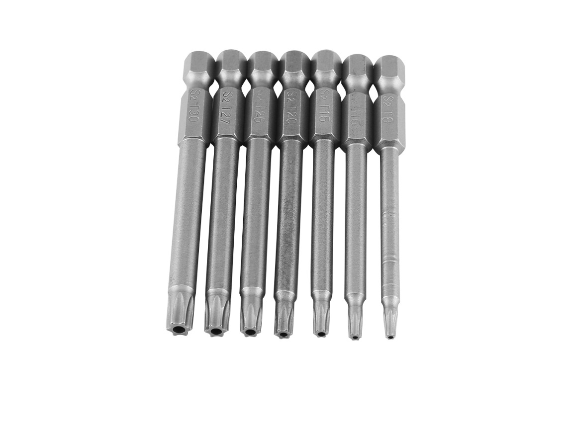 Yuru conjunto 7pcs Bits Chave Fenda Star Magnéticos Aço S2 1/4 Polegada 75mm Cabeça Segura