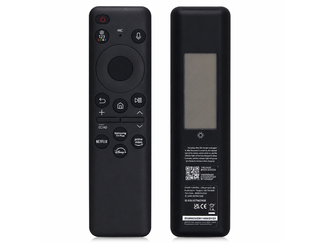 Comando À Distância Solar Com Voz Preto Compatível Com Tv Samsung Bn59-01432a_dae