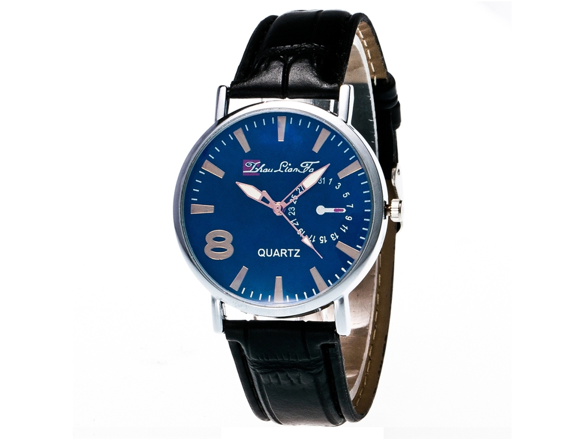 Relógio de Pulso Masculino de Quartzo com Pulseira Pu Estilo Moderno e Simples Preto