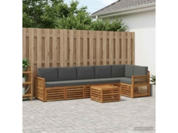 Vidaxl Conjunto De Sofás Para Exterior 6 Unid. Natural E Antracite