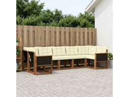 Vidaxl Conjunto De Sofás Para Exterior 7 Unid. Natural E Creme
