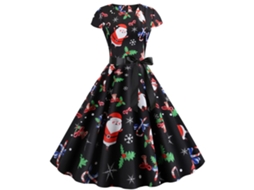 Laxiscreed Vestido De Natal Para Festas Com Decote Amplo E Manga Curta
