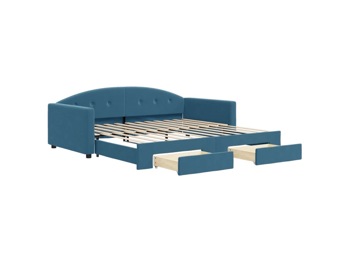 Daybed With Trundle, Daybeds With Trundles Vidaxl Azul Veludo (100 X 200 Cm)
