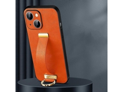Capa Para Iphone 14 Cool Series Pc Couro Com Textura De Pele Laranja