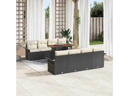Vidaxl Conjunto De Sofá De Jardim 9 Unid. Preto Rattan Sintético