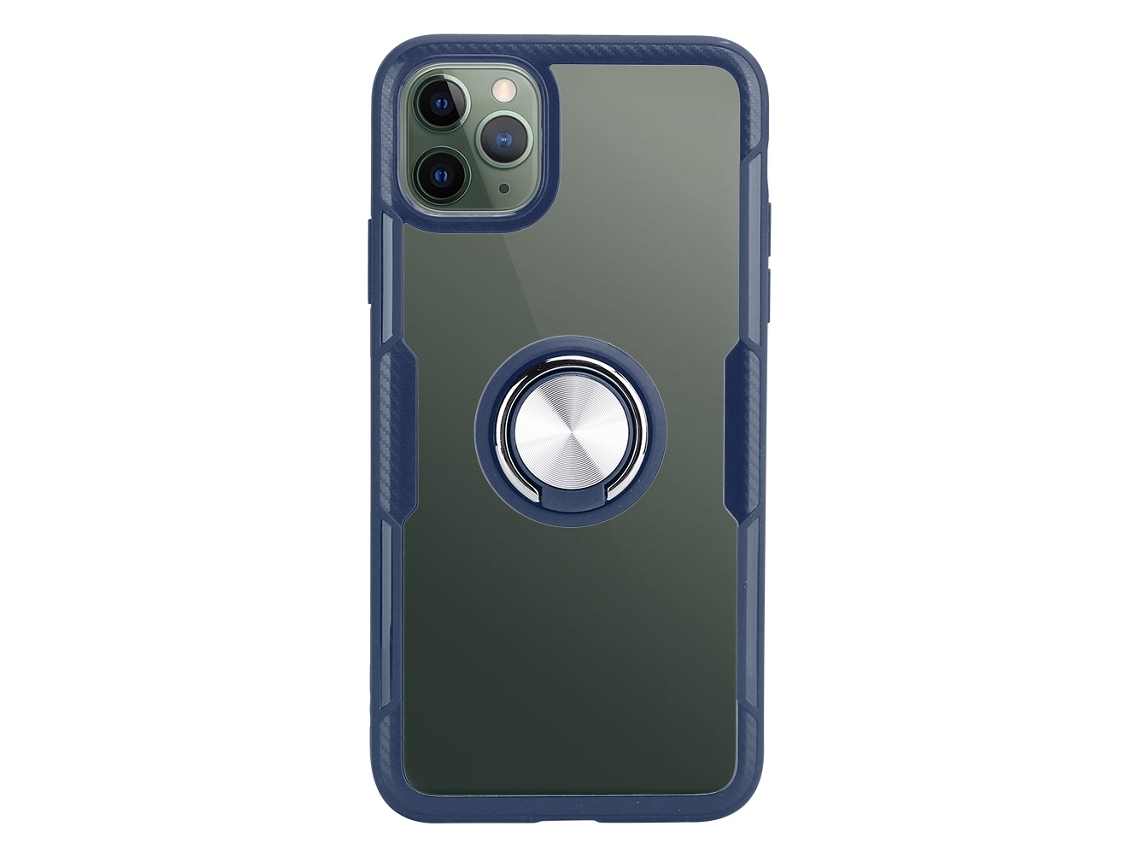 Mali capa de Celular Transparente Anti shock com Anel de Suporte Magnético para Ios 11pro Max Azul Escuro (6.5 Polegadas)