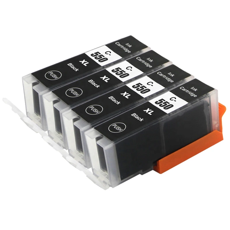 4 Tinteiros Pretos Pgi550 Cli551 para Impressoras Canon Mg6350, Mg7150, Ip8750, Ip7250 MDUG