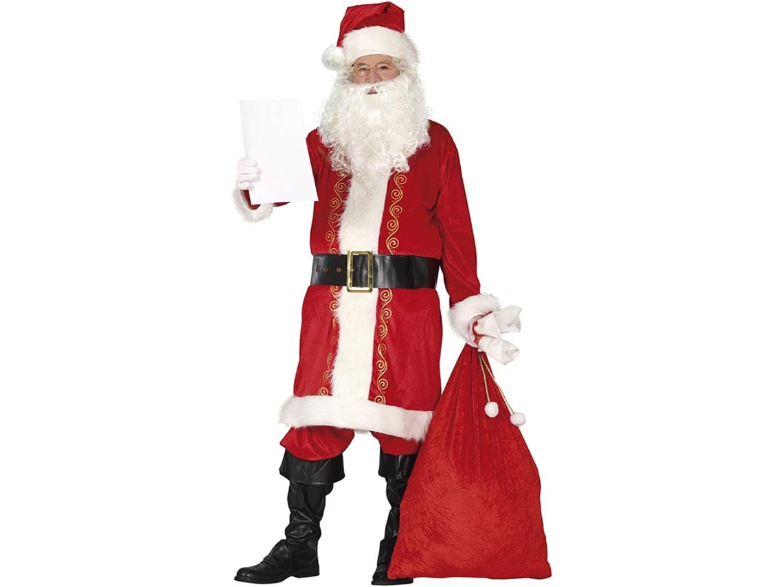 Fato tradicional de Papai Noel vermelho com chapéu para homem