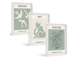 Composição De Quadros Ilustrações Elegantes De Matisse Moldura Branca Imagens Para Um Quarto Infantil Espelharte (3 Piezas De 40x60 Cm)