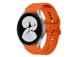 Bracelete para Samsung Galaxy Watch 4 Silicone Costurado com Padrão de Onda 40/44mm Laranja XIAOMOYU
