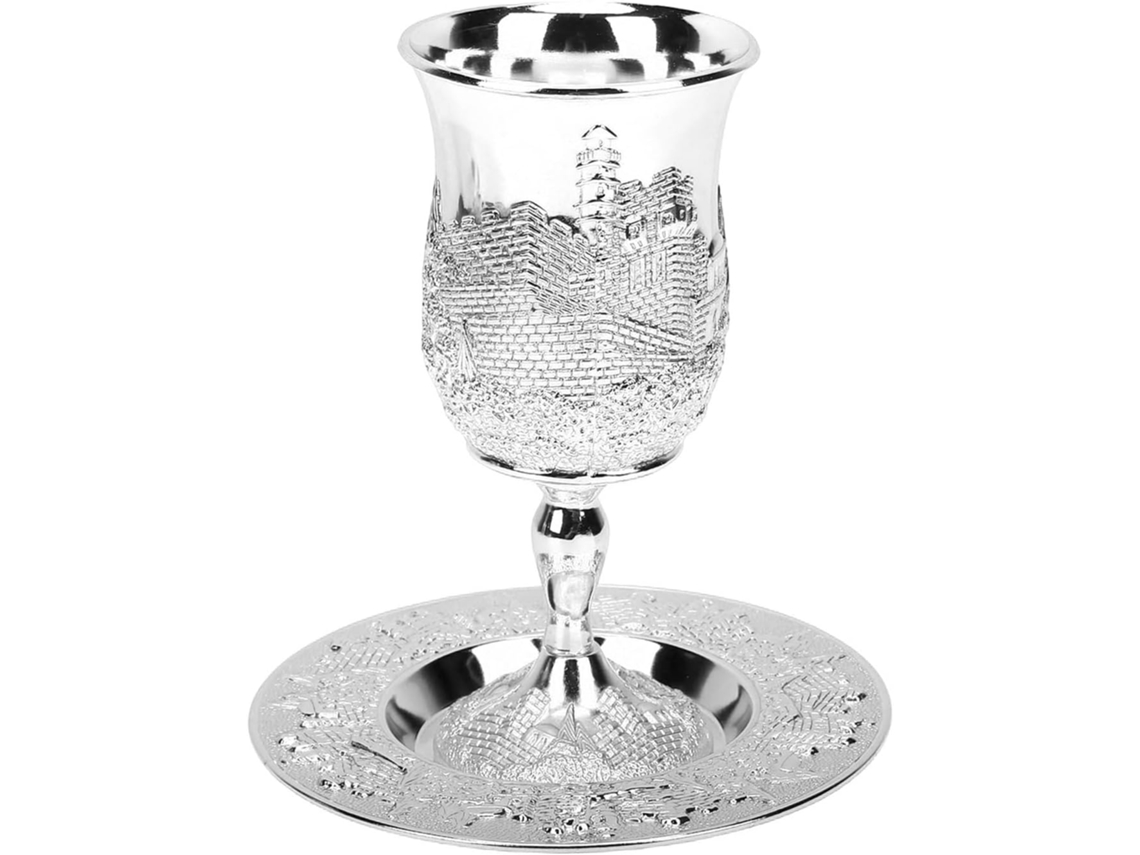 Kiddush Cup Set, Taça De Vinho Vintage Com Pires
