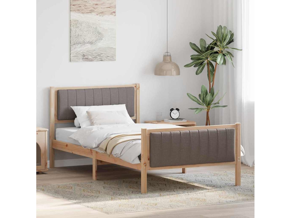 Vidaxl Estrutura Da Cama Com Cabeceira Marrom E Taupe 100 X 200 Cm