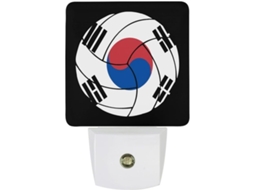 Luz Noturna Led Com Bandeira Da Coreia Do Sul, Ideal Vôlei, Com Sensor Crepuscular