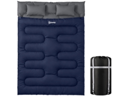 Saco-cama Poliéster, Tecido Oxford Cor Azul Escuro 220x160x10 Cm Outsunny