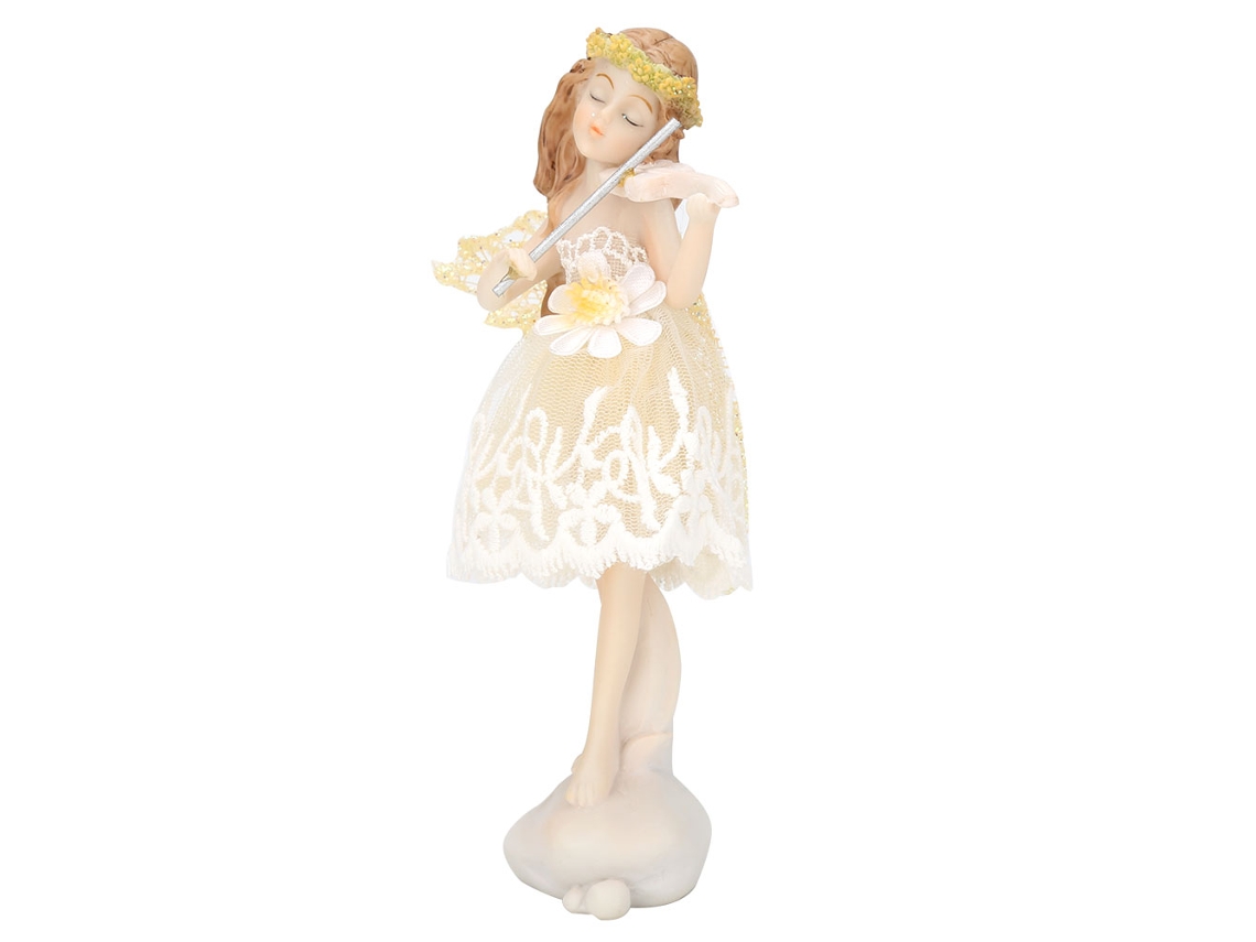 Ângel Violino Ornament Resina Artesanal Presente Decoração Casa
