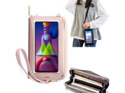 Bolsa Mala Tira-Colo com Função Touch Ecrã para Samsung M51 Rosa