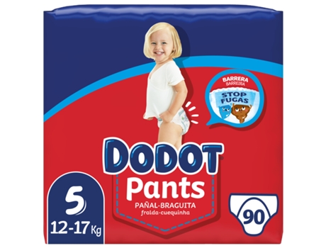 Fraldas Cueca DODOT Pants (Tam: 5 - 12kg a 17kg - 90  Unidades - Pack 3x30 Unidades)