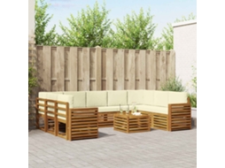 Vidaxl Conjunto De Sofás Para Exterior 10 Unid. Natural E Creme