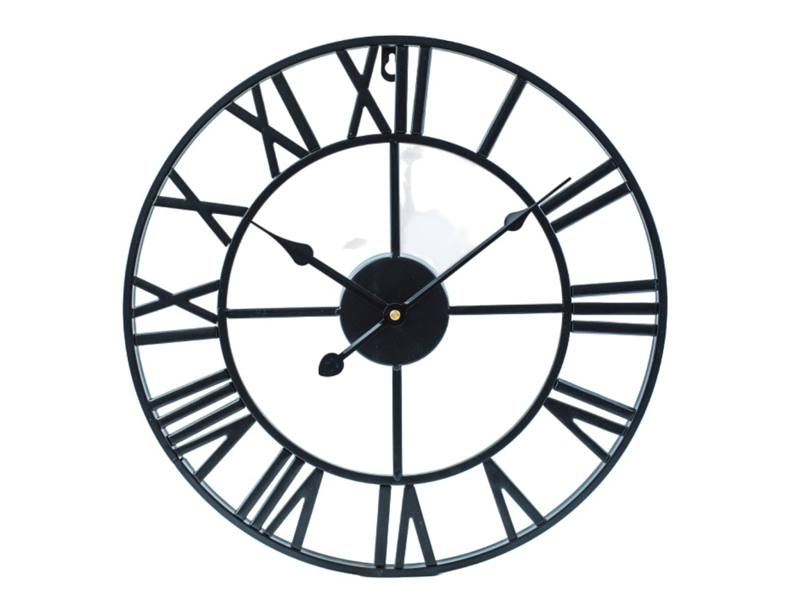 Relógio De Parede Grande Em Metal, Estilo Industrial Vintage Europeu Com Números Romanos, Silencioso Sem Tique Taque, Design Esqueleto, Para Sala, Coz