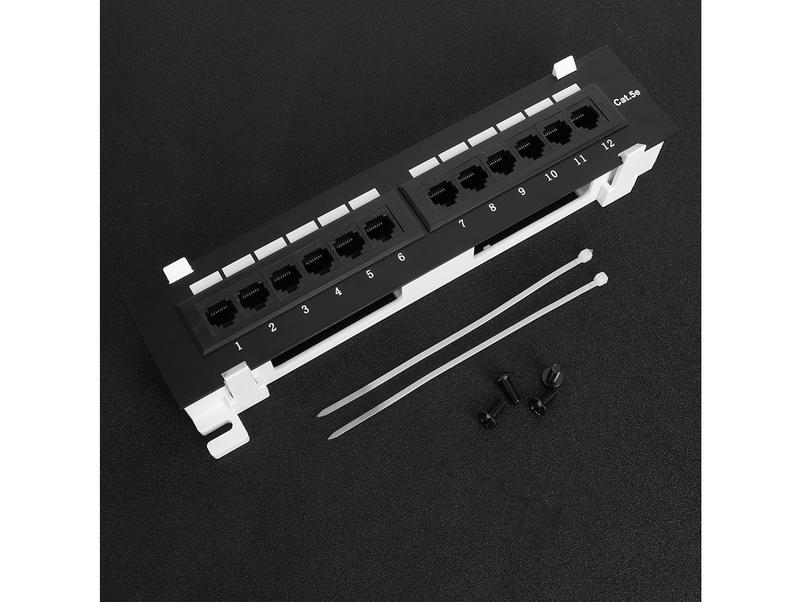 Laxiscreed Patch Panel De Rede Cat5e De 12 Portas Montado Na Parede Para Cablagem De Rede