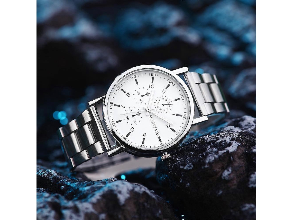 Relógio Masculino Modiya Com Pulseira De Aço Simples E Mecanismo De Quartzo.