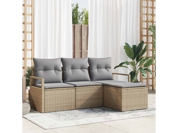 Vidaxl Conjunto De Sofás 4 Unid. Bege Vime Pe