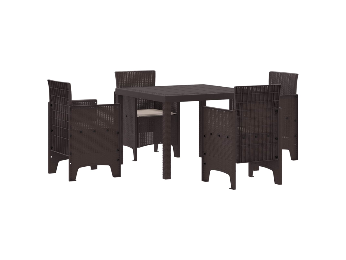 Vidaxl Conjunto De Jantar Para Jardim 5 Pcs Castanho Polipropileno