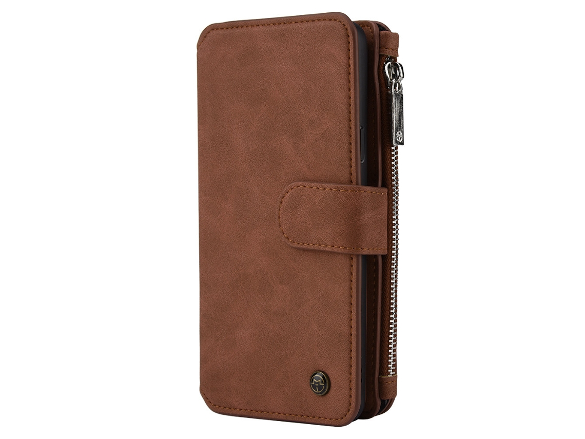 Estojo para Samsung Galaxy S9 EOOCOO, estilo carteira, couro, com zíper