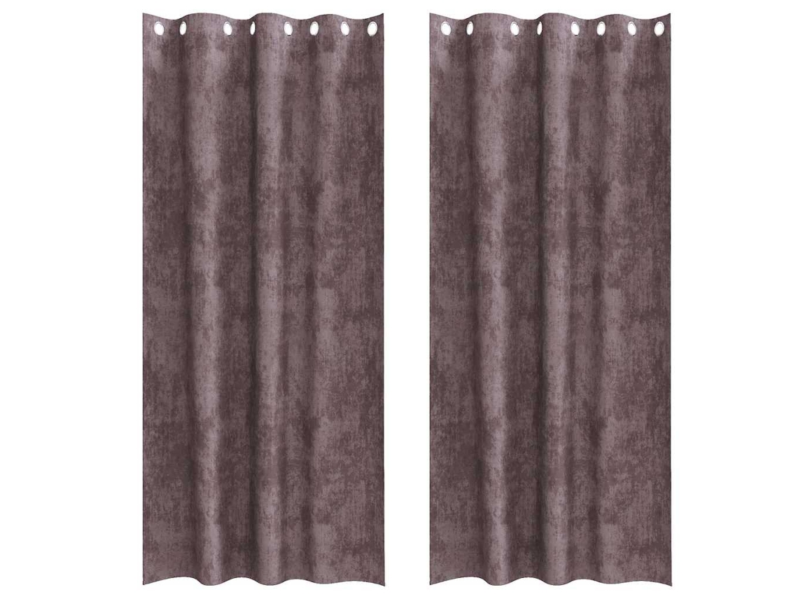 Conjunto 2 Cortinas De Veludo Vidaxl Castanho Veludo (225 X 140 Cm)