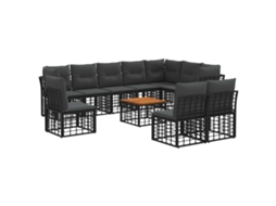 Vidaxl Conjunto de Sofás para Exterior 11 Pcs Preto e Cinza Escuro