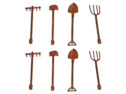 Conjunto De Ferramentas Agrícolas Miniatura De Ferro Enferrujado Para Casinha De Bonecas 4 Peças