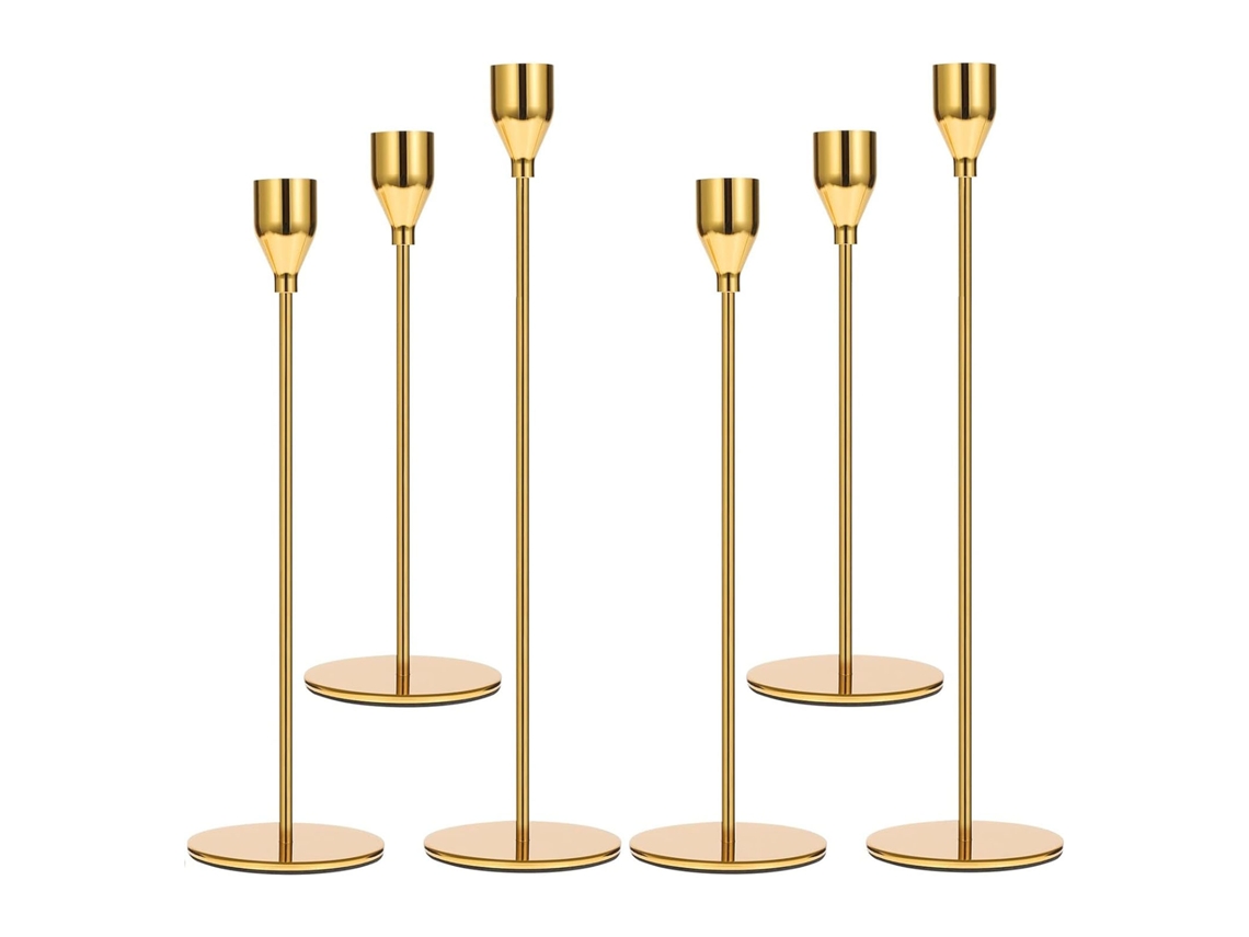Laxiscreed Suporte Para Velas Ouro, Conjunto De 6 Peças Com Design Moderno E Elegante