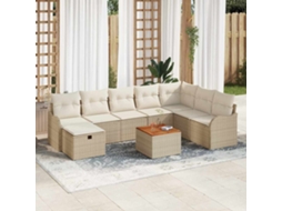 Vidaxl Conjunto De Sofá De Jardim 9 Unid. Bege Rattan Sintético