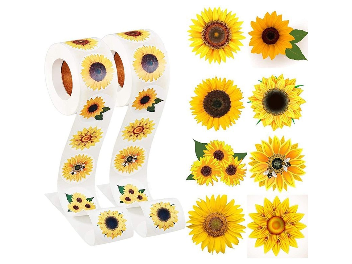 1000 Adesivos De Girassóis De 2,5 Cm Com 8 Designs, Para Natal, Presentes, Cartões, Scrapbooking E Decoração