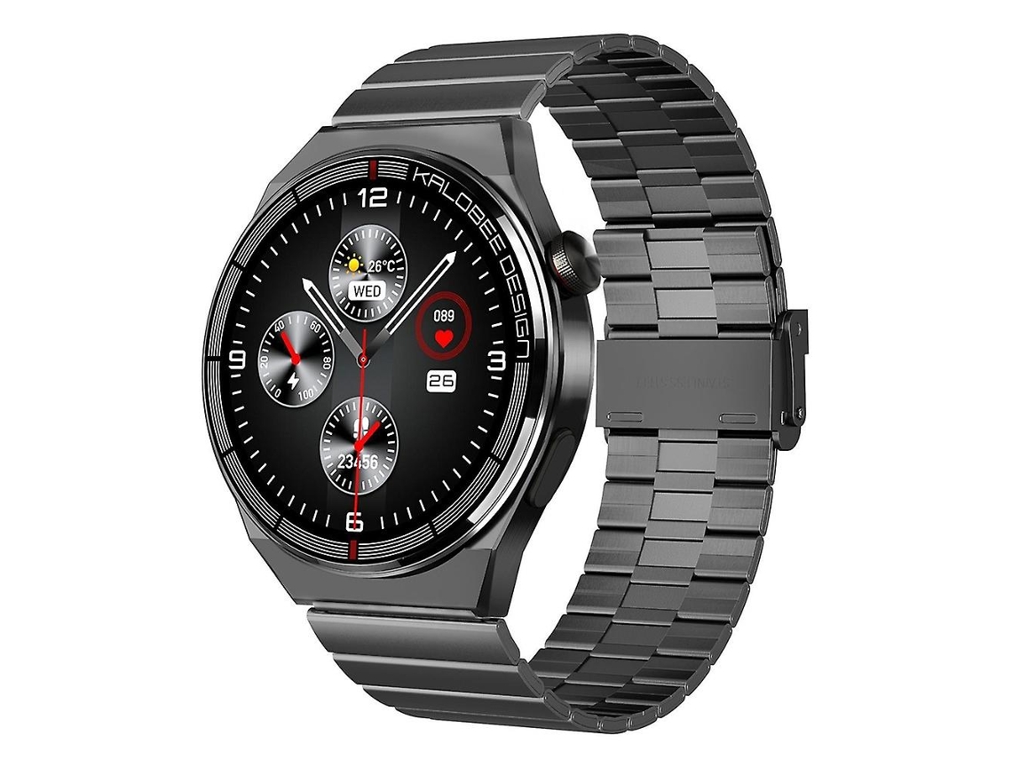 Smartwatch IP68 com mostrador prateado de 1,60 polegadas e pulseira de aço de bambu VONKELIOS