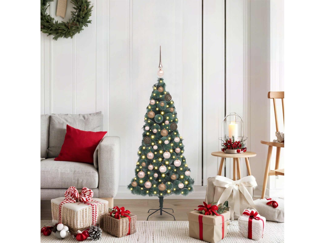Árvore De Natal Artificial Pangivo Com Luzes Led E Conjunto De Bolas Verde