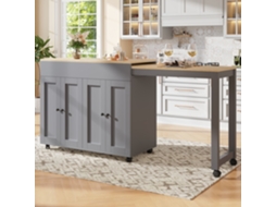 Mesa De Bar Extensível 118-180×50×94cm: 6 Prateleiras, Bistrô, Divisória, Cinza.-lb