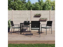 Vidaxl 5 Pcs Conjunto De Jantar P/ Jardim C/ Almofadões Vime Pe E Aço