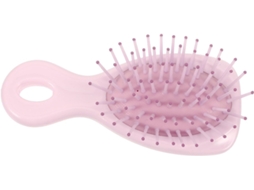 Escova de cabelo pequena e compacta com almofada de massagem portátil de plástico.