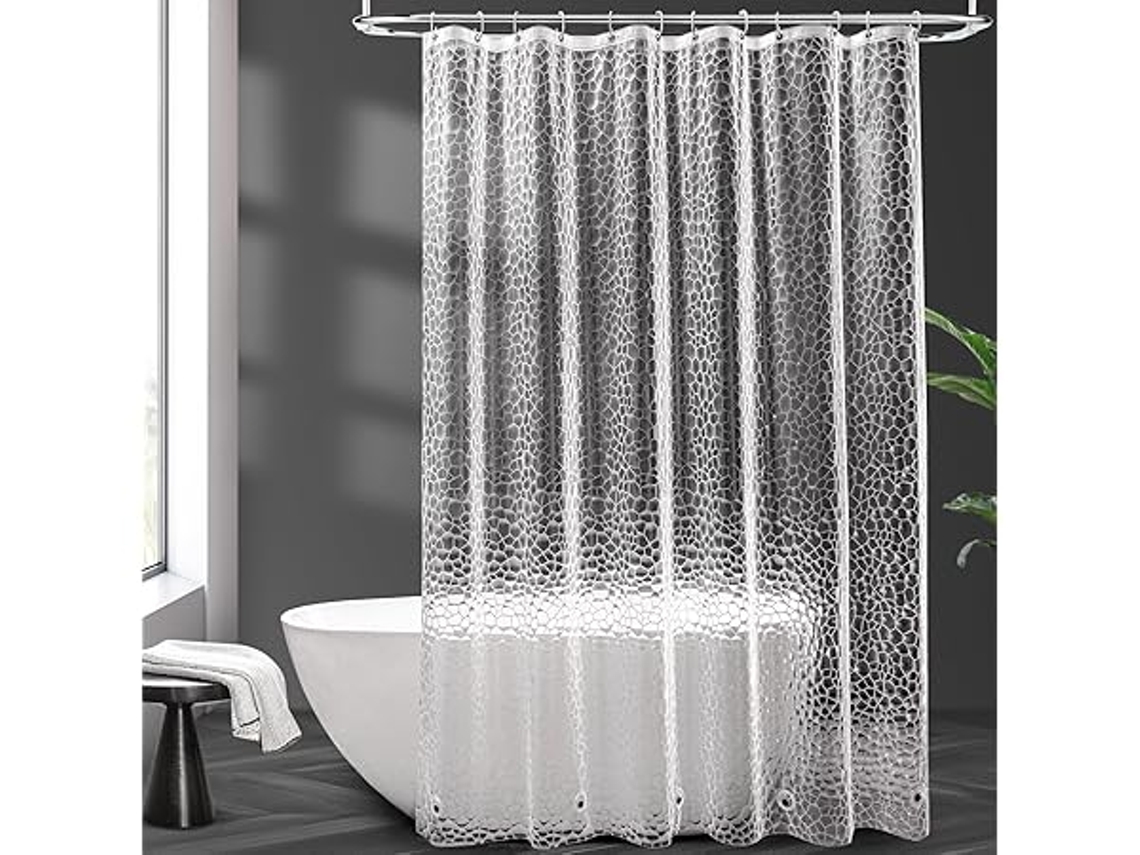 Cortina de banho transparente, 180x200cm, com 5 ímãs, 12 ganchos | STELASPLEN