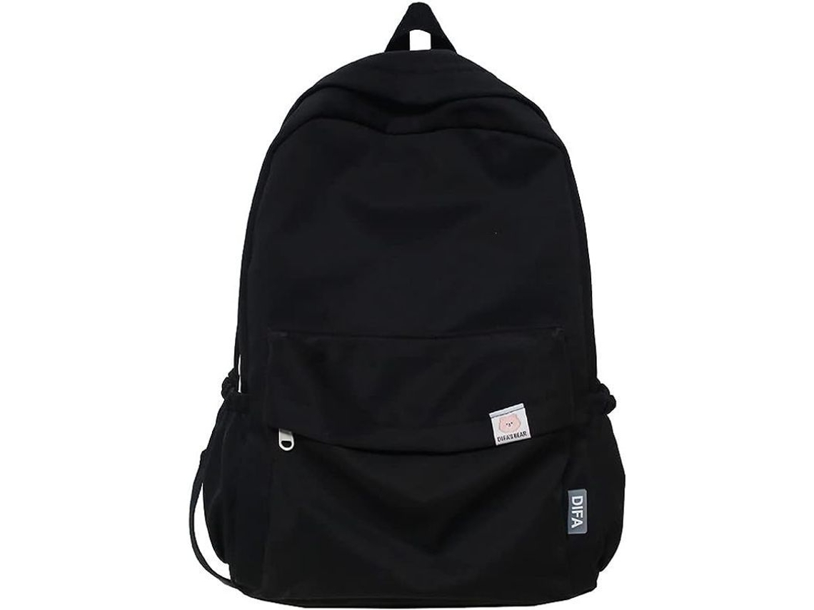 Mochila Grande para adolescentes S/MARCA, com zíper, resistente, preto