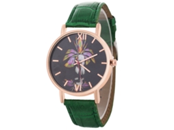Relógio de Pulso Simples Fashion de Quartzo com Pulseira de Couro Casual para Homem e Mulher (verde)