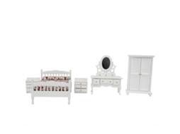 Mali conjunto de Móveis de Quarto de Boneca Miniatura 1/12 Madeira 5 Peças Diy